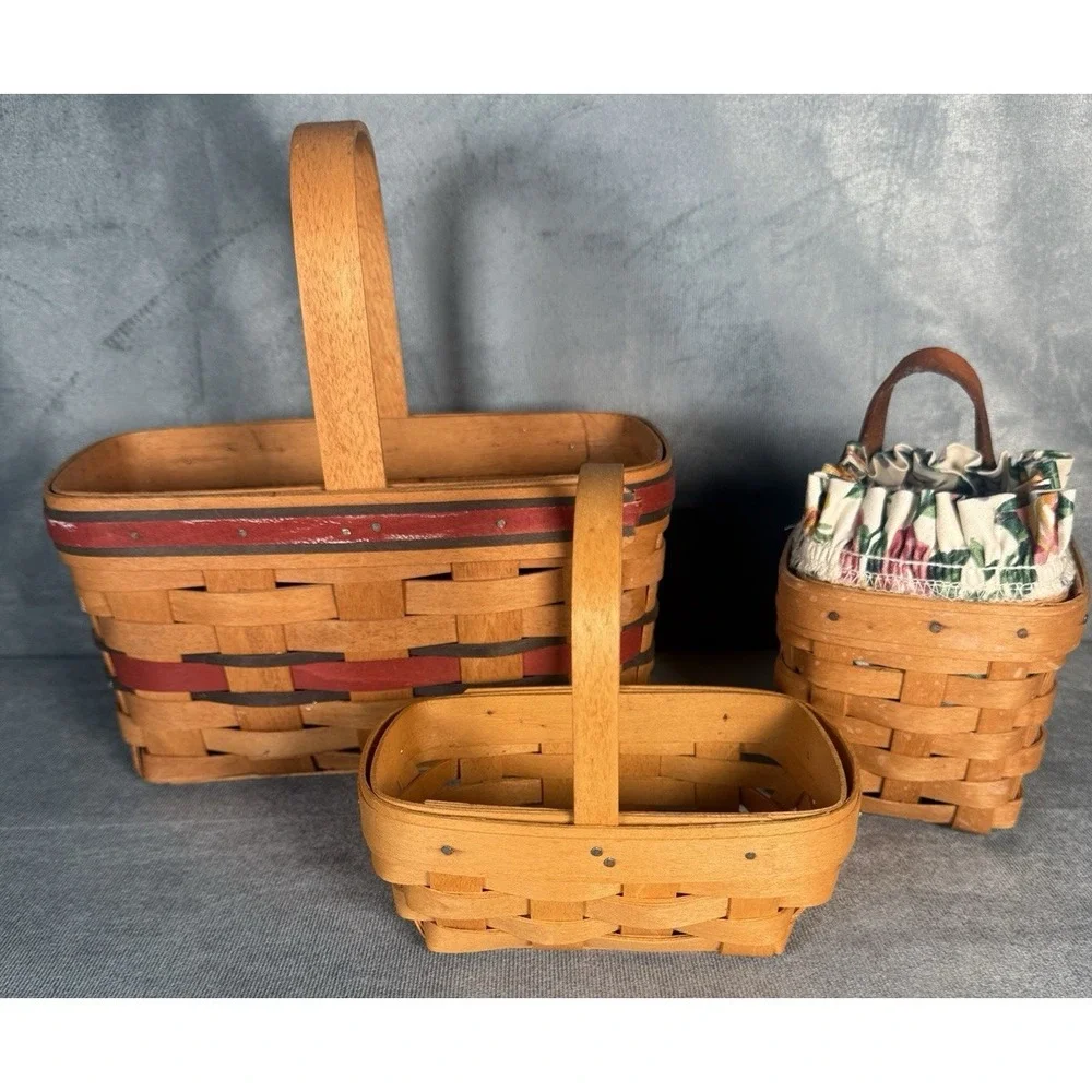Longaberger Signed Dated  1994-96 -98 Chive Americana Basket Lot‎ of 3